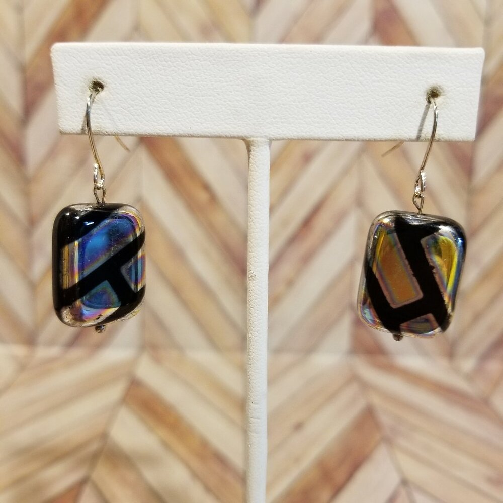 Rectangular Mirrored Earrings - Picture 1 of 3